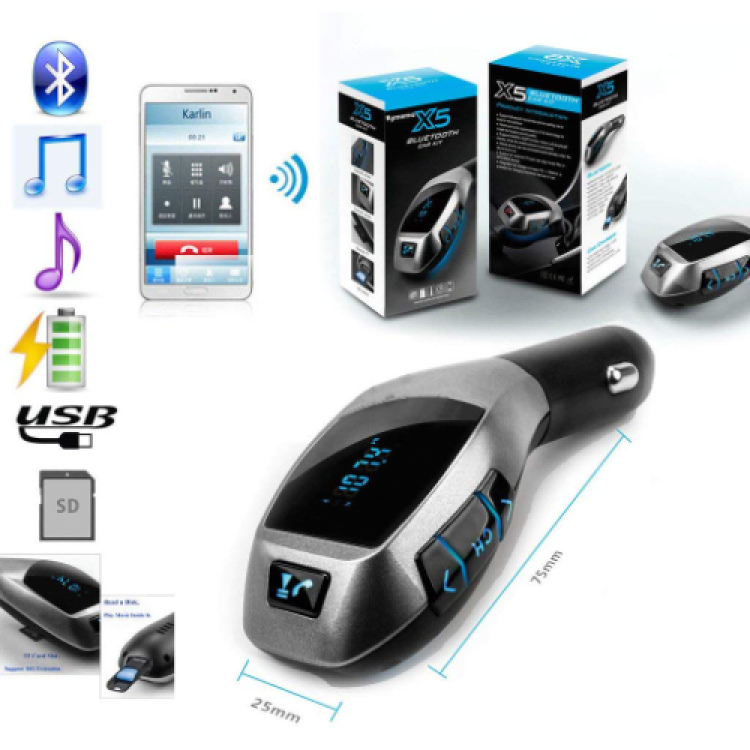 X5 Wireless Bluetooth Car Charger Kit with Mp3 Player FM